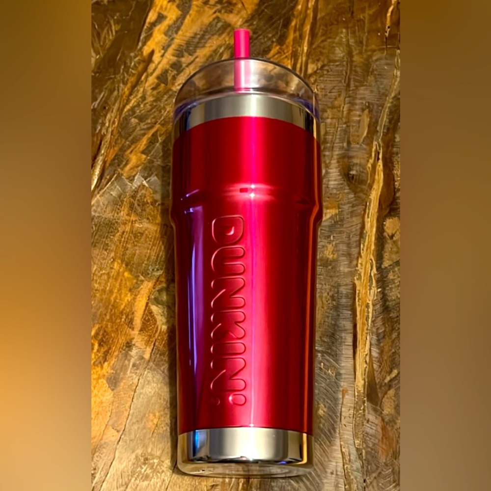 DUNKIN DONUTS 24 Oz Insulated Stainless Steel Travel Tumbler Mug MAGENTA 2023